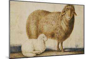 A Ewe and Her Lamb, circa 1850-Abu'l-hasan Ghaffari Kashani-Mounted Giclee Print