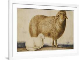 A Ewe and Her Lamb, circa 1850-Abu'l-hasan Ghaffari Kashani-Framed Premium Giclee Print