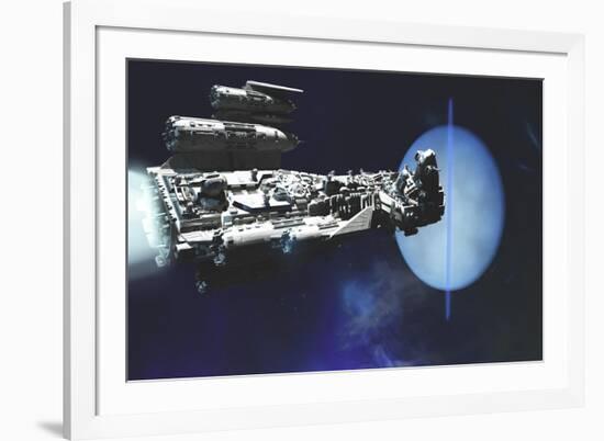 A Exploratory Spaceship from Earth Comes to Investigate the Planet of Neptune-null-Framed Art Print