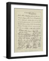 A Fac-Simile of a Certificate Signed by the British Prisoners in Cabul, 11 March 1842-null-Framed Giclee Print