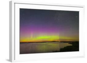 A Faint Aurora over Crawling Lake Reservoir, Bassano, Alberta, Canada-null-Framed Photographic Print