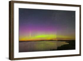 A Faint Aurora over Crawling Lake Reservoir, Bassano, Alberta, Canada-null-Framed Photographic Print