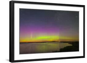 A Faint Aurora over Crawling Lake Reservoir, Bassano, Alberta, Canada-null-Framed Photographic Print