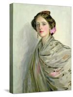 'A Fair Spaniard', Portrait of Mrs Chowne (Oil on Canvas)-John Lavery-Stretched Canvas