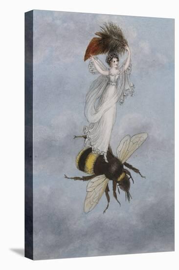 A Fairy Carrying a Feather Standing on a Bee-Amelia Jane Murray-Stretched Canvas