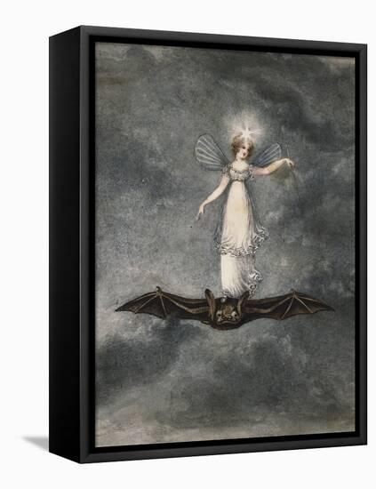 A Fairy Holding a Wand Standing on a Bat-Amelia Jane Murray-Framed Stretched Canvas