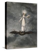 A Fairy Holding a Wand Standing on a Bat-Amelia Jane Murray-Stretched Canvas