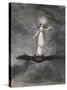 A Fairy Holding a Wand Standing on a Bat-Amelia Jane Murray-Stretched Canvas