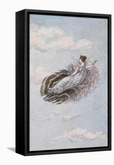 A Fairy Resting on a Feather-Amelia Jane Murray-Framed Stretched Canvas