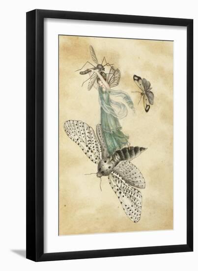 A Fairy Standing on a Moth While Being Chased by a Butterfly-Amelia Jane Murray-Framed Giclee Print