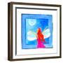 A Fairy with Arms Reaching Towards the Moon-null-Framed Giclee Print