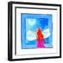 A Fairy with Arms Reaching Towards the Moon-null-Framed Giclee Print