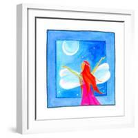 A Fairy with Arms Reaching Towards the Moon-null-Framed Giclee Print