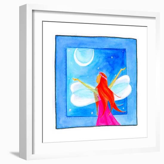 A Fairy with Arms Reaching Towards the Moon-null-Framed Giclee Print