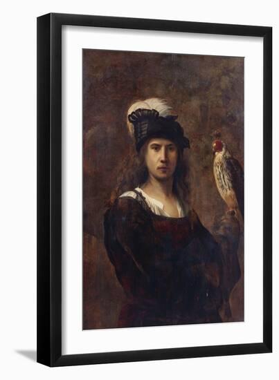 A Falconer, Standing Half Length, in a Feathered Hat-Rembrandt van Rijn-Framed Giclee Print