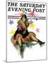 "A Fall from Skates," Saturday Evening Post Cover, January 11, 1930-John LaGatta-Mounted Giclee Print