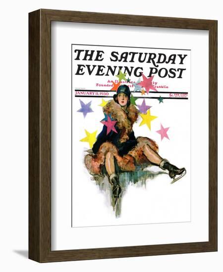 "A Fall from Skates," Saturday Evening Post Cover, January 11, 1930-John LaGatta-Framed Giclee Print