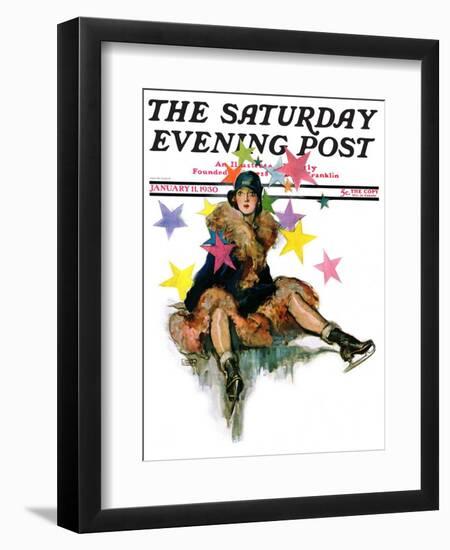 "A Fall from Skates," Saturday Evening Post Cover, January 11, 1930-John LaGatta-Framed Giclee Print