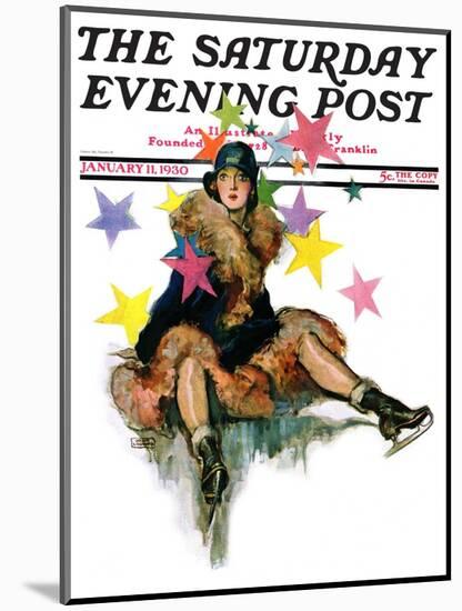 "A Fall from Skates," Saturday Evening Post Cover, January 11, 1930-John LaGatta-Mounted Giclee Print