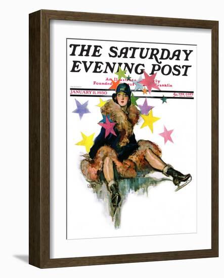 "A Fall from Skates," Saturday Evening Post Cover, January 11, 1930-John LaGatta-Framed Giclee Print