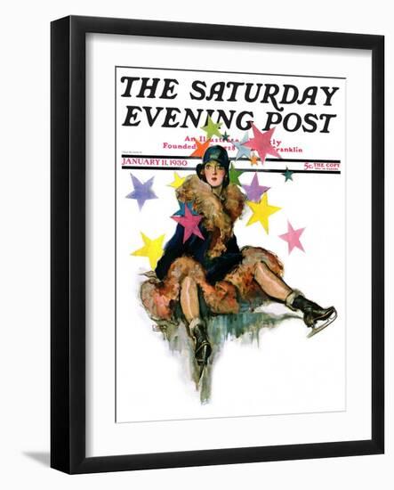 "A Fall from Skates," Saturday Evening Post Cover, January 11, 1930-John LaGatta-Framed Giclee Print