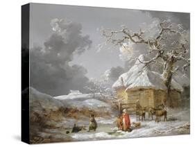 A Fall on the Ice-George Morland-Stretched Canvas