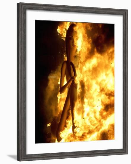 A Falla with Satirical Figures Burns During the Traditional Fallas Festival-null-Framed Photographic Print