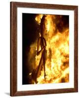 A Falla with Satirical Figures Burns During the Traditional Fallas Festival-null-Framed Photographic Print