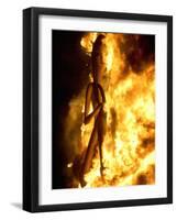A Falla with Satirical Figures Burns During the Traditional Fallas Festival-null-Framed Photographic Print
