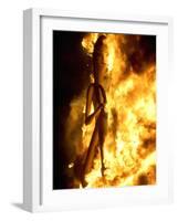 A Falla with Satirical Figures Burns During the Traditional Fallas Festival-null-Framed Photographic Print