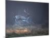 A Fallow Deer Makes a Dash Through the Forest at Sunrise in Richmond Park, London-Alex Saberi-Mounted Photographic Print