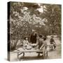 A Family Enjoying a Picnic under the Cherry Blossoms, Omuro Gosho, Kyoto, Japan, 1904-Underwood & Underwood-Stretched Canvas