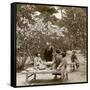 A Family Enjoying a Picnic under the Cherry Blossoms, Omuro Gosho, Kyoto, Japan, 1904-Underwood & Underwood-Framed Stretched Canvas