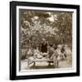 A Family Enjoying a Picnic under the Cherry Blossoms, Omuro Gosho, Kyoto, Japan, 1904-Underwood & Underwood-Framed Photographic Print