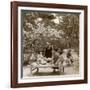 A Family Enjoying a Picnic under the Cherry Blossoms, Omuro Gosho, Kyoto, Japan, 1904-Underwood & Underwood-Framed Photographic Print