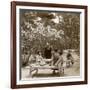 A Family Enjoying a Picnic under the Cherry Blossoms, Omuro Gosho, Kyoto, Japan, 1904-Underwood & Underwood-Framed Photographic Print