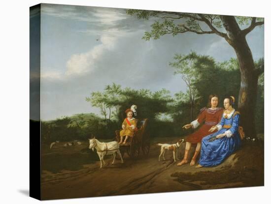 A Family Group in a Landscape, 1655 (Oil on Canvas)-Adriaen van de Velde-Stretched Canvas