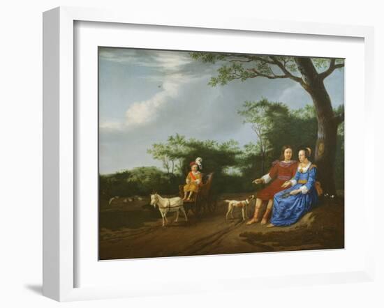 A Family Group in a Landscape, 1655 (Oil on Canvas)-Adriaen van de Velde-Framed Giclee Print