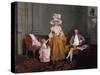 A Family Group, the Father Seated, the Mother and Daughter Standing, in an Interior, 18th Century-Francis Wheatley-Stretched Canvas