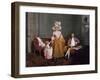 A Family Group, the Father Seated, the Mother and Daughter Standing, in an Interior, 18th Century-Francis Wheatley-Framed Giclee Print