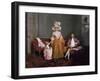 A Family Group, the Father Seated, the Mother and Daughter Standing, in an Interior, 18th Century-Francis Wheatley-Framed Giclee Print