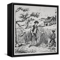 A Family Harvesting Corn (Litho)-American-Framed Stretched Canvas