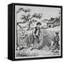 A Family Harvesting Corn (Litho)-American-Framed Stretched Canvas