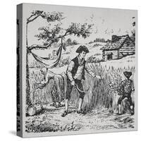 A Family Harvesting Corn (Litho)-American-Stretched Canvas