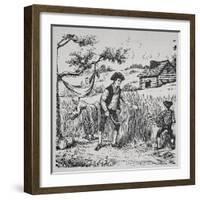 A Family Harvesting Corn (Litho)-American-Framed Giclee Print