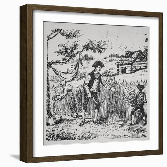 A Family Harvesting Corn (Litho)-American-Framed Giclee Print