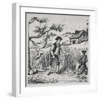 A Family Harvesting Corn (Litho)-American-Framed Giclee Print