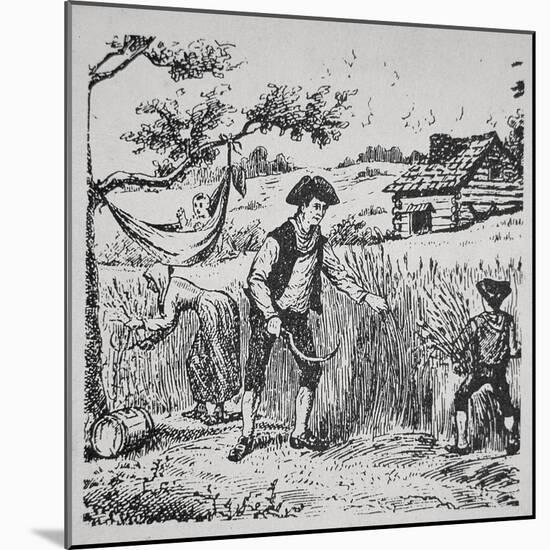 A Family Harvesting Corn (Litho)-American-Mounted Giclee Print