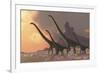 A Family of Mamenchisaurus Dinosaurs-null-Framed Art Print