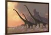 A Family of Mamenchisaurus Dinosaurs-null-Framed Art Print